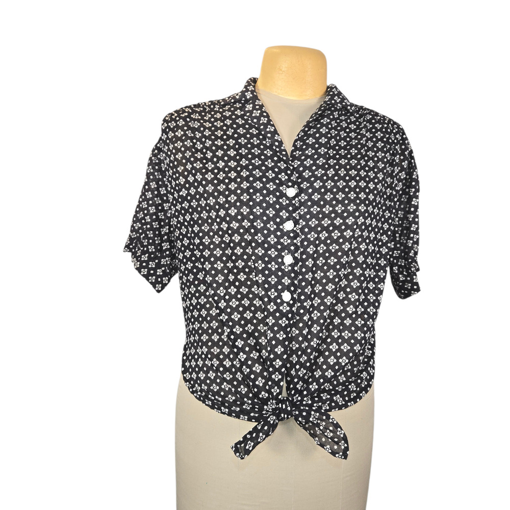 Vintage Platinum Dorothy Schoelen Womens P Black White Geometric Colorful Top - Picture 4 of 11